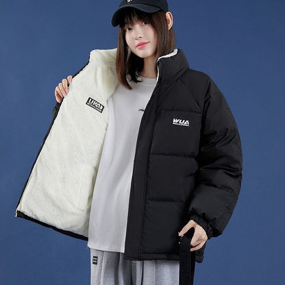 Reversible Lettering Zip-Up Padded Jacket