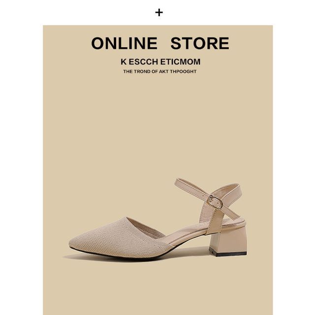 Sandals Pointy-Toe Strap Heel Ankle Chunky