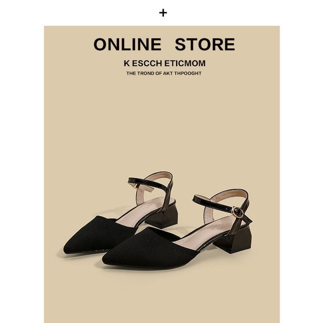 Sandals Pointy-Toe Strap Heel Ankle Chunky