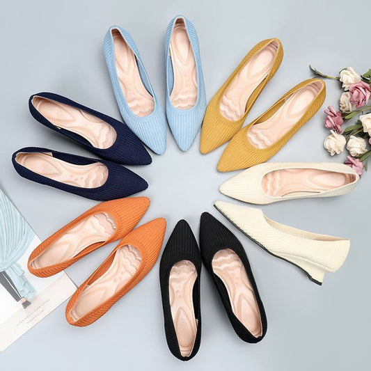 Knit Wedge Pumps Pointy-Toe Heel