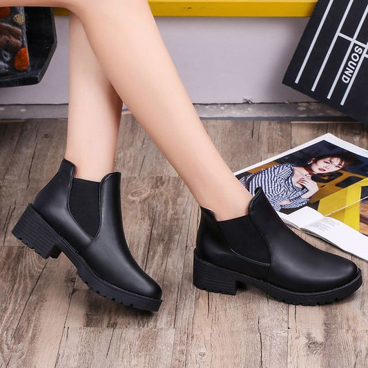 Faux Boots Leather Ankle