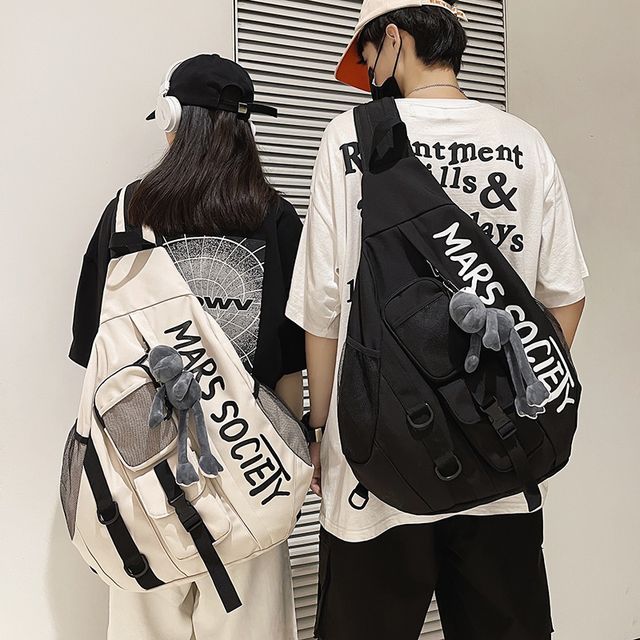 Lettering Nylon Sling Bag