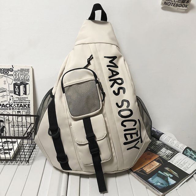 Lettering Nylon Sling Bag