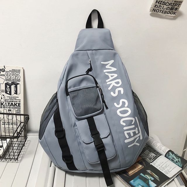 Lettering Nylon Sling Bag