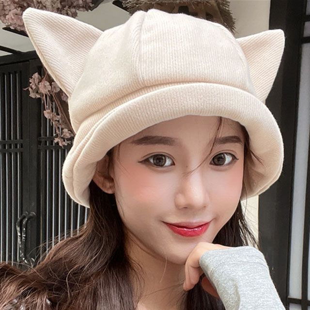 Ear Cat Hat Knit Bucket