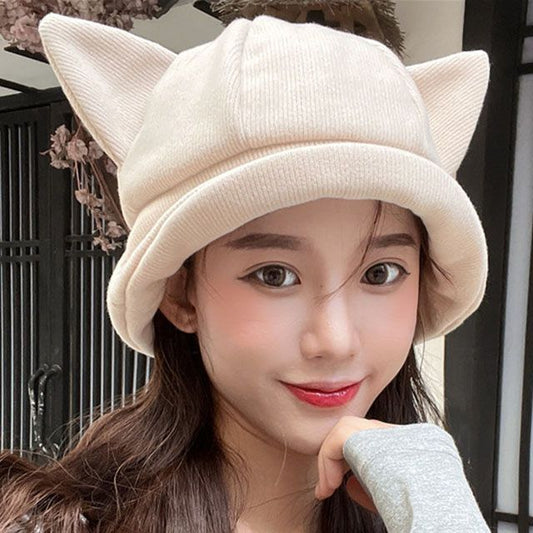Ear Cat Hat Knit Bucket