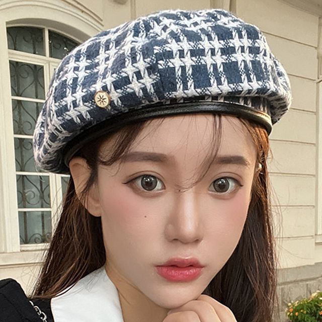 Plaid Beret Hat
