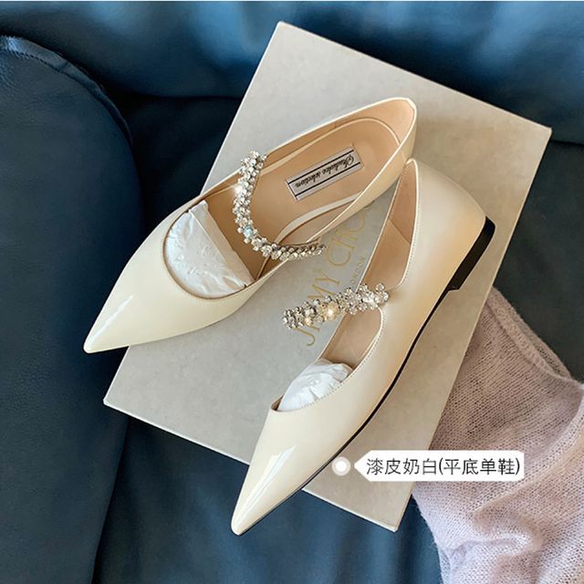 Rhinestone Pointed-Toe Flats