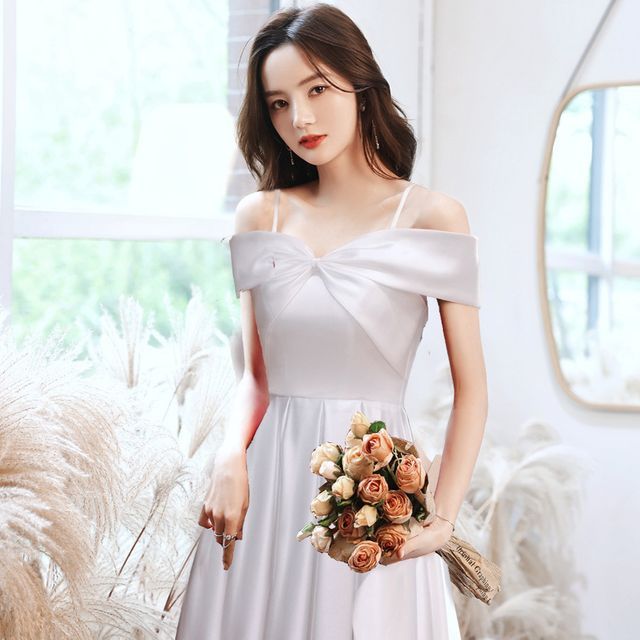 Gown Glitter Shoulder Dress / Cocktail Evening Off A-Line