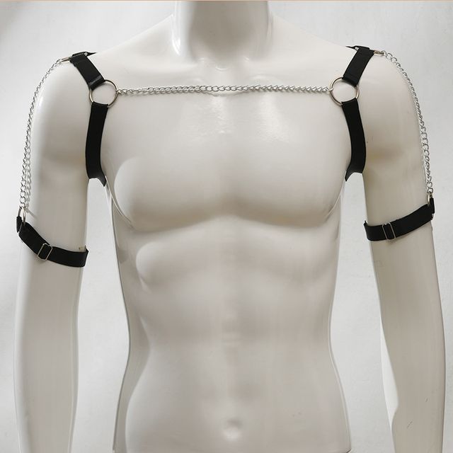 Alloy Chain Faux Leather Shoulder Harness with Armband