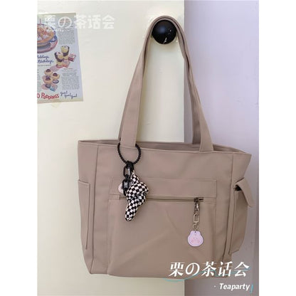 Plain Multi-Pocket Tote Bag