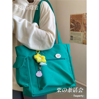 Plain Multi-Pocket Tote Bag