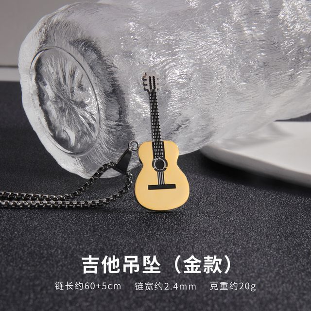 Guitar Pendant Stainless Steel Necklace