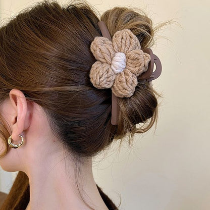 Chenille Flower Accent Hair Clamp