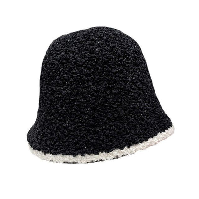 Faux Hat Shearling Contrast Trim Bucket