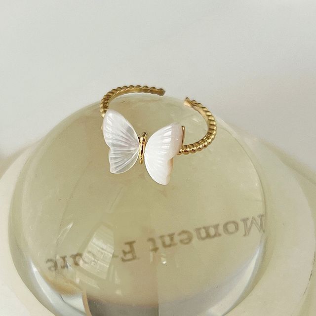 Butterfly / Faux Pearl Alloy Open Ring (various designs)