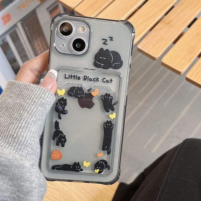 Print Cat Case Holder Card Phone