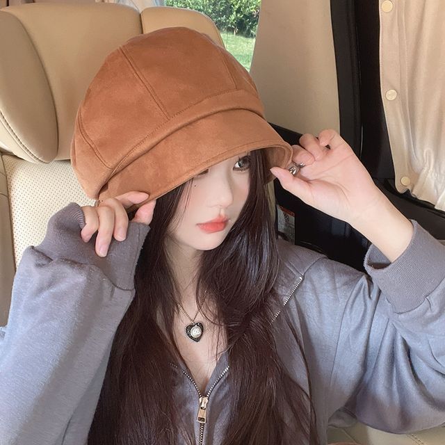 Newsboy Suede Faux Plain Cap