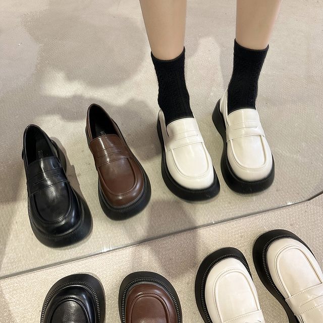 Faux Leather Platform Loafers