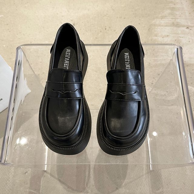 Faux Leather Platform Loafers