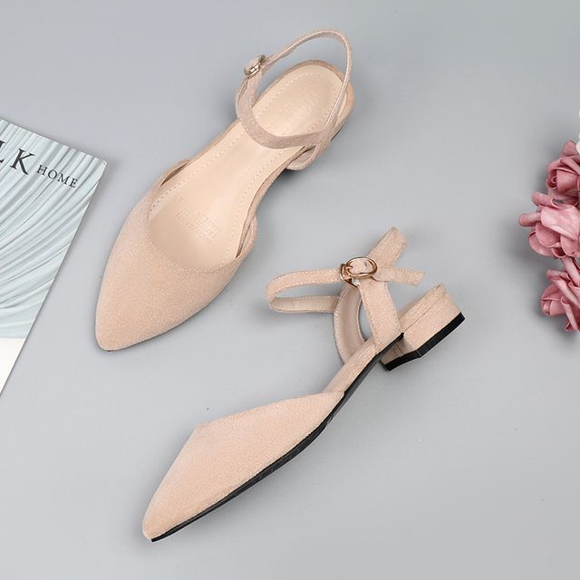 Ankle Strap Chunky Heel Pointy-Toe Sandals