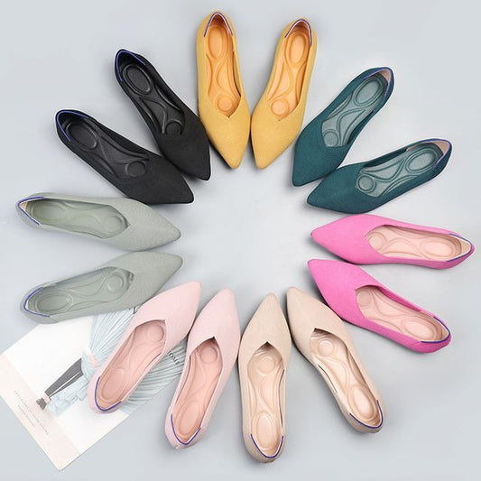 Pointy-Toe Knit Flats