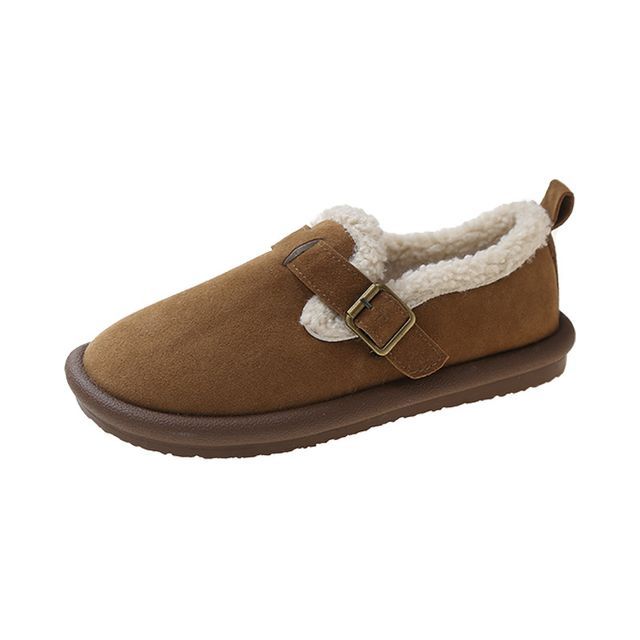 Fleece-Lined Buckled Loafers