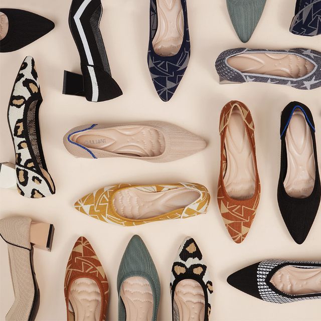 Knit Pointed Pumps Block-Heel
