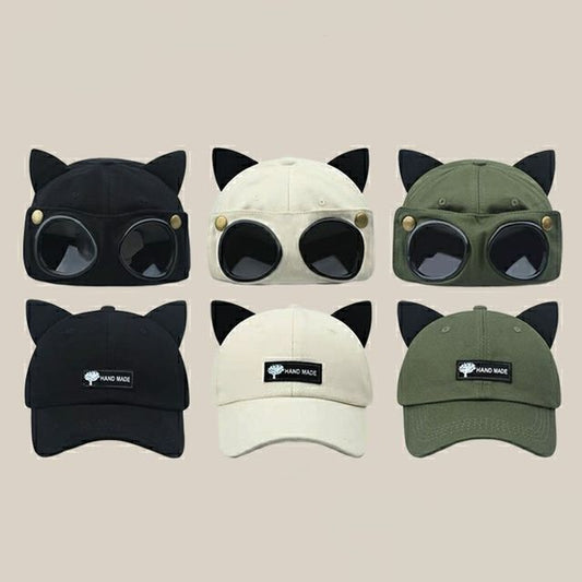 Cat Aviator Goggles Ear Cap Baseball with
