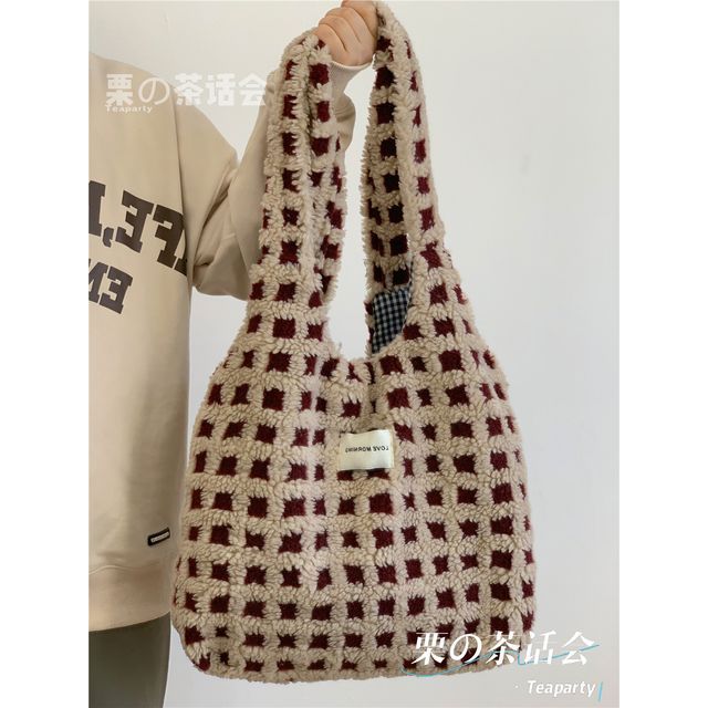 Plaid Fleece Tote Bag