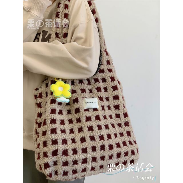 Plaid Fleece Tote Bag