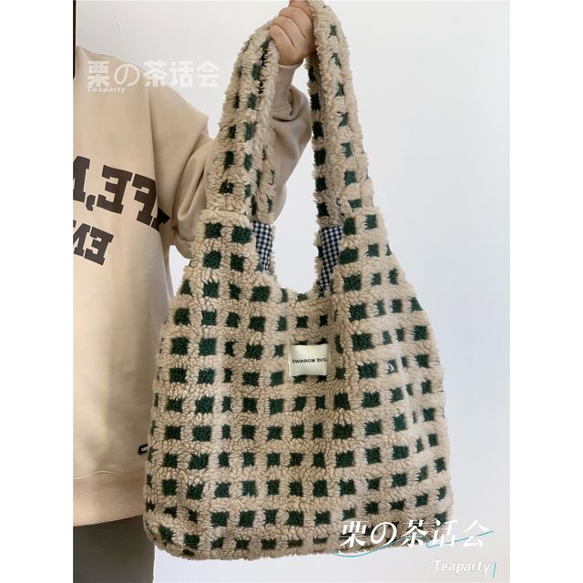 Plaid Fleece Tote Bag