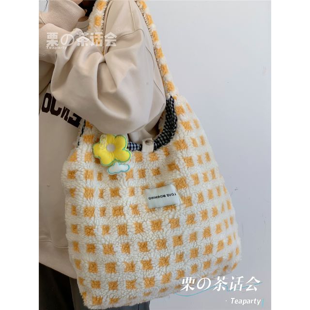 Plaid Fleece Tote Bag