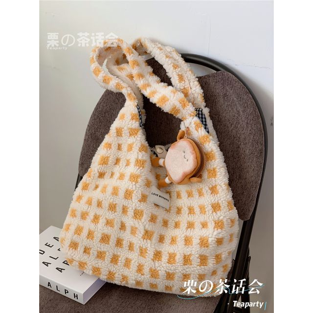 Plaid Fleece Tote Bag