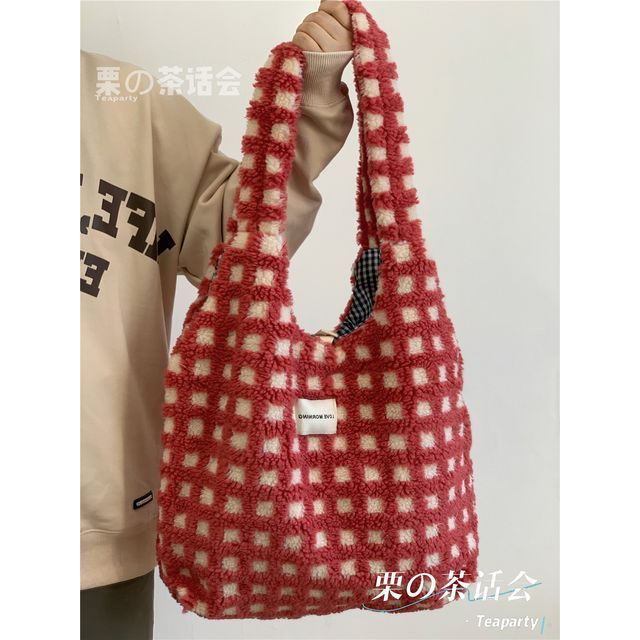 Plaid Fleece Tote Bag