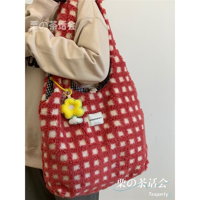 Plaid Fleece Tote Bag