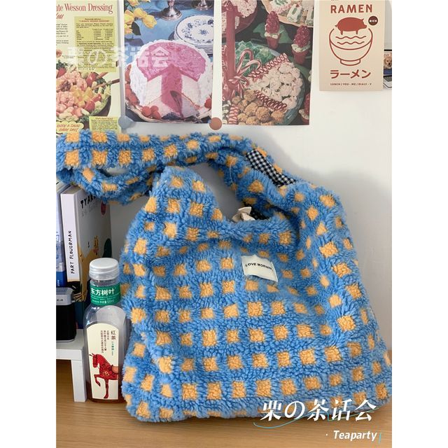 Plaid Fleece Tote Bag