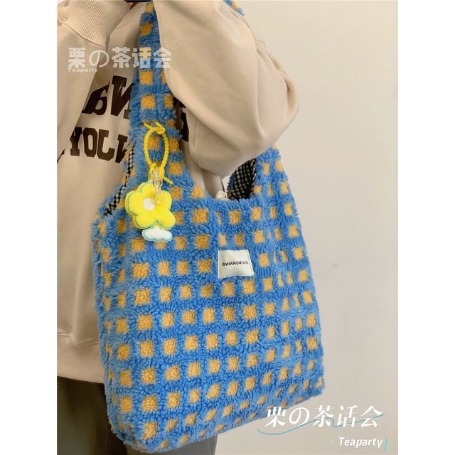 Plaid Fleece Tote Bag