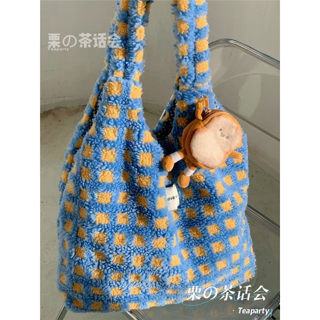 Plaid Fleece Tote Bag