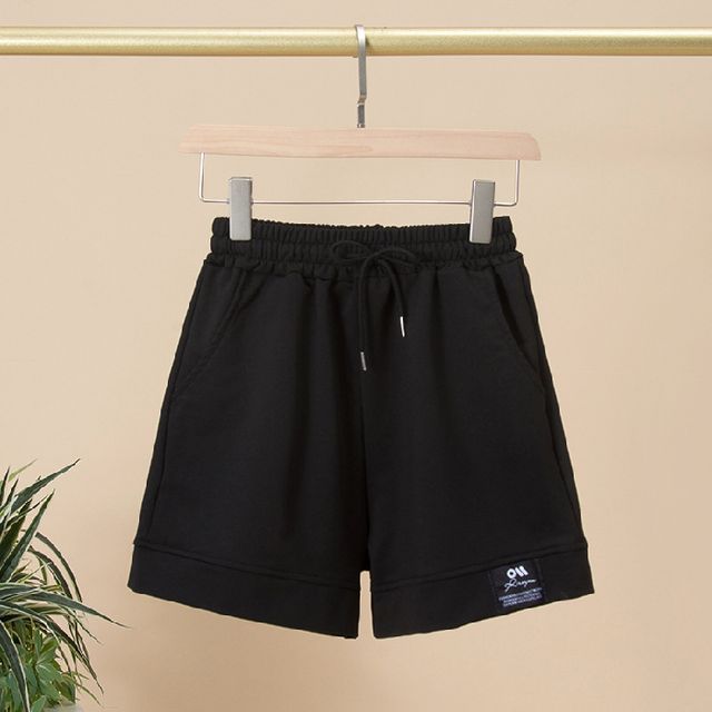 Shorts Label Applique High Plain Waist