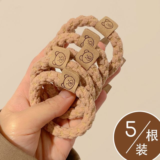 Bear Label Applique Hair Tie / Set
