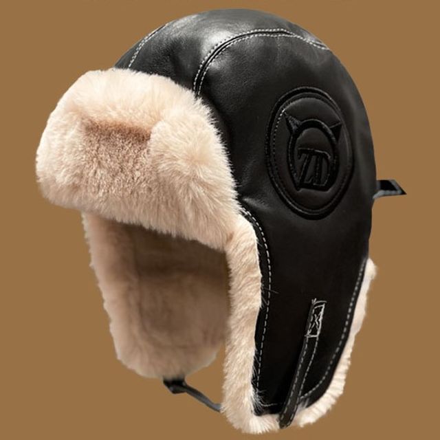 Fluffy Faux Lined Leather Hat