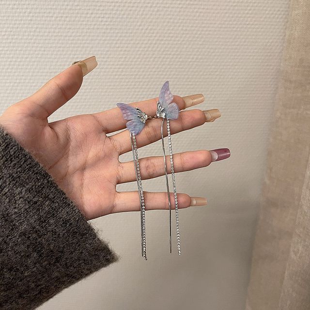 Rhinestone Cuff Earring Butterfly