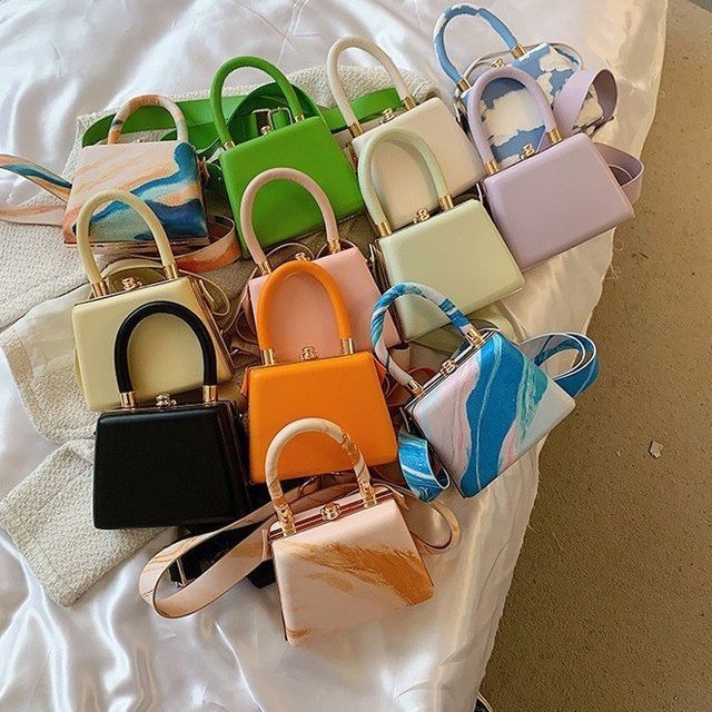 Leather Bag Boxy Faux Plain Hand