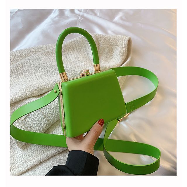 Leather Bag Boxy Faux Plain Hand