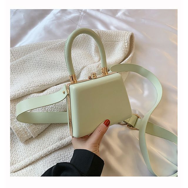 Leather Bag Boxy Faux Plain Hand