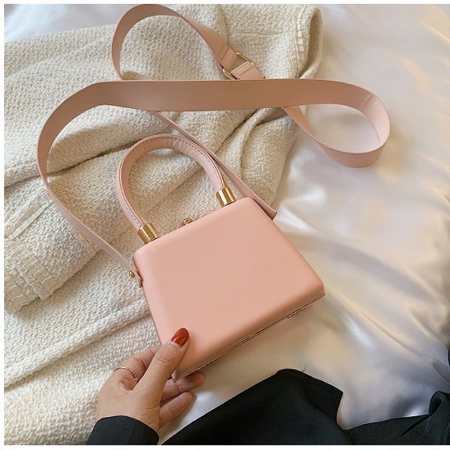 Leather Bag Boxy Faux Plain Hand