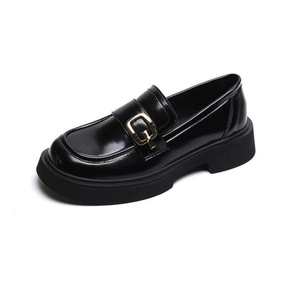 Metallic Buckle Platform Loafers