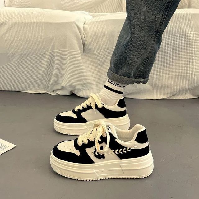 Platform Stitch Panel Sneakers