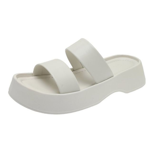 Platform Plain Slide Sandals